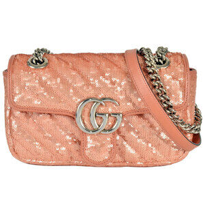 GUCCI Pink Leather GG Marmont Shoulder Bag